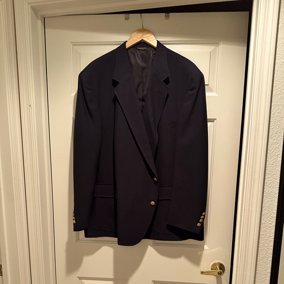 Vintage Palm Beach Navy Hopscotch Country Club Blazer made in the USA size 54L - Picture 1 of 11